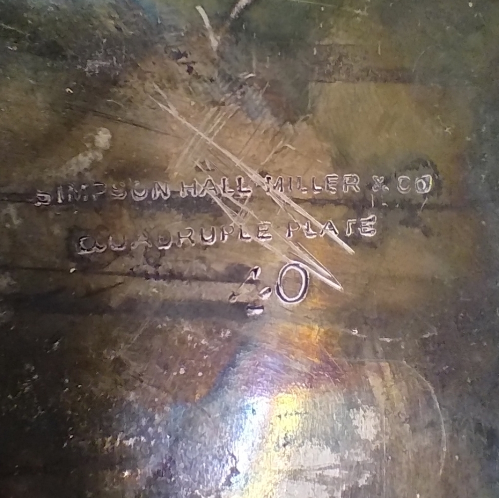 Vintage Simpson, Hall & Miller Co. Quadruple Silver Plated Pin Box, Trin… - Picture 3 of 10